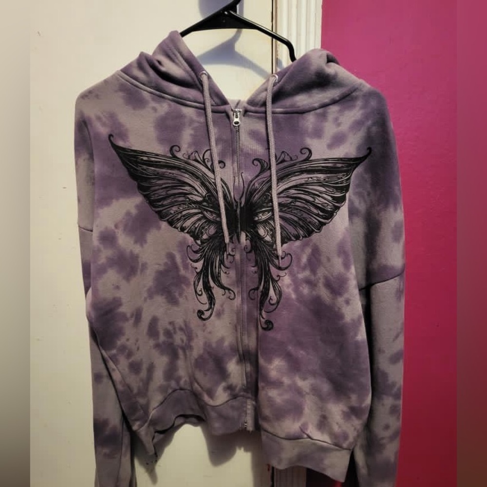 purple butterfly zip up